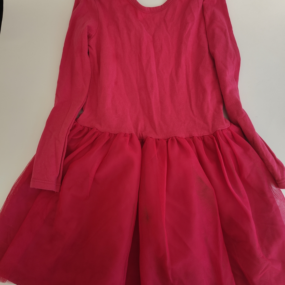Fuchsia Long Sleeve Dress with Tulle Skirt